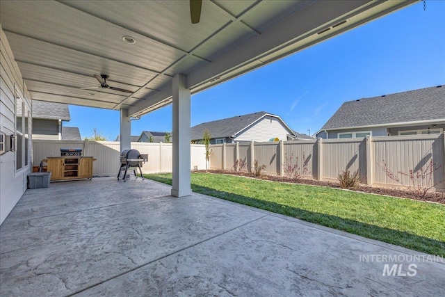 18272 N Wild Goose Ave, Nampa, ID 83687 - view of patio with ceiling fan and a grill