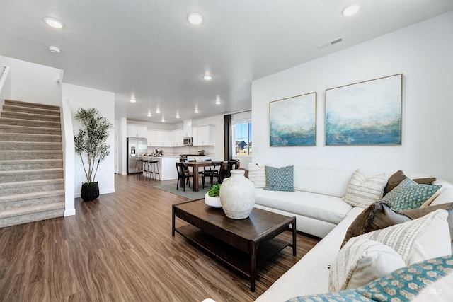 living room with hardwood / wood-style flooring