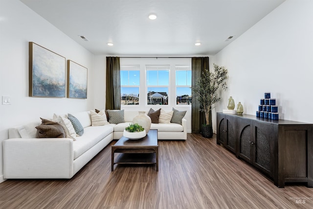 living room featuring hardwood / wood-style floors