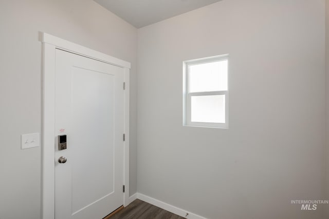 doorway featuring dark hardwood / wood-style flooring