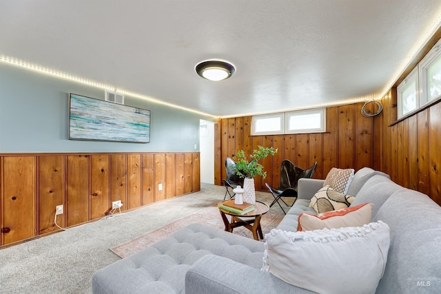 living room with light carpet