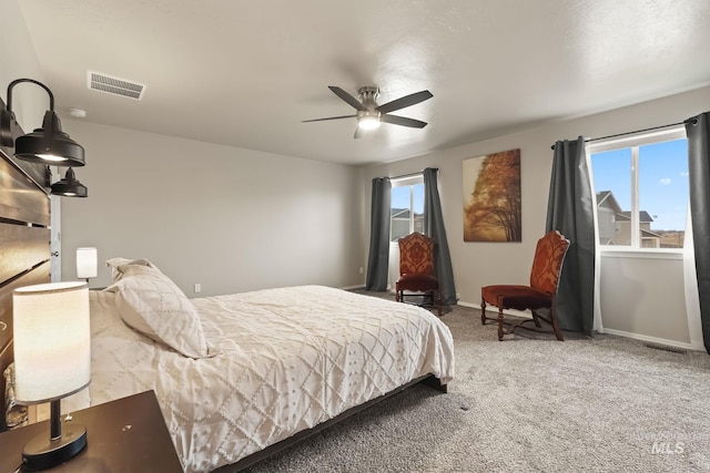 bedroom with carpet floors and ceiling fan