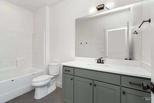 full bathroom featuring tile patterned floors, vanity, toilet, and shower / tub combination