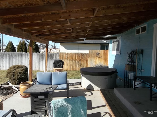 view of patio / terrace featuring an outdoor living space