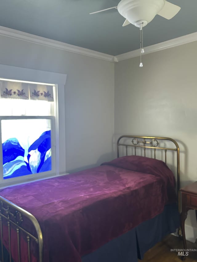 907 Prospect Ave, Lewiston, ID 83501 - bedroom with crown molding and ceiling fan