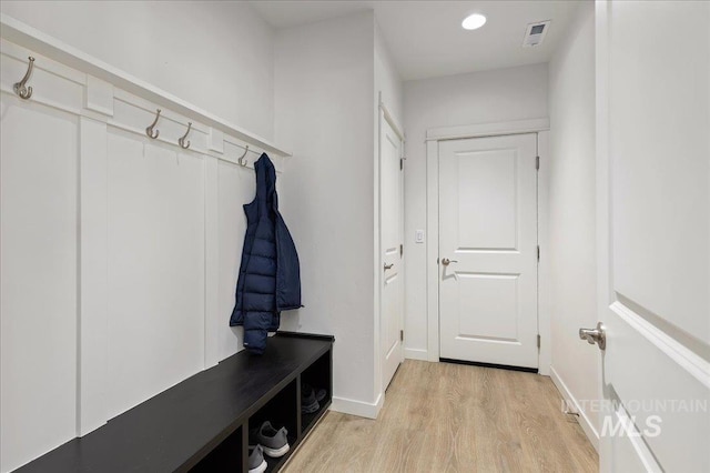 mudroom with light wood-type flooring