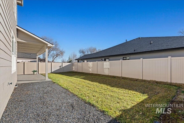 view of yard with a patio area