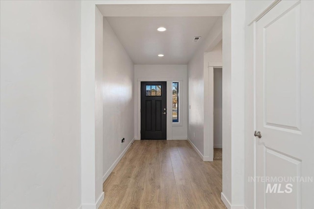 foyer entrance featuring light hardwood / wood-style flooring