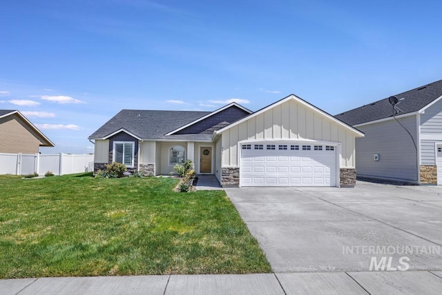 741 Gregory Way, Twin Falls, ID 83301 - craftsman inspired home with stone siding, board and batten siding, an attached garage, concrete driveway, and a shingled roof