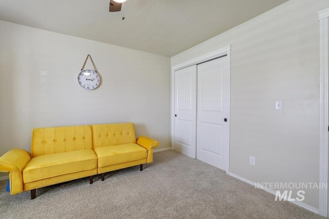 741 Gregory Way, Twin Falls, ID 83301 - sitting room featuring carpet flooring, baseboards, and a ceiling fan