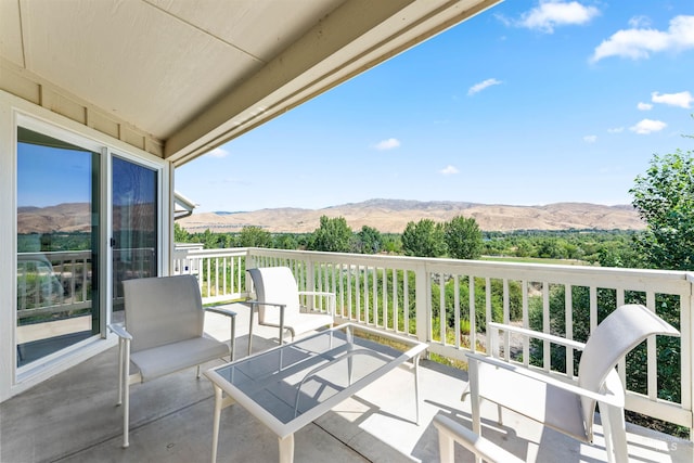 balcony with a mountain view