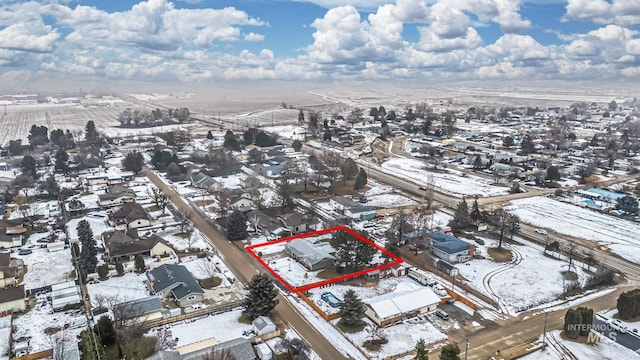 15201 Christopher, Caldwell, ID 83607 - snowy aerial view featuring property boundaries highlighted and a residential view
