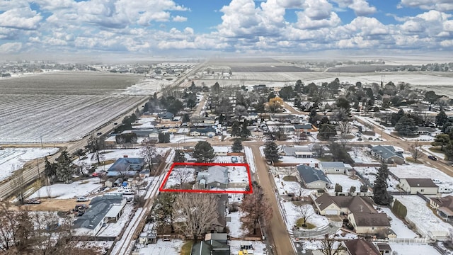 15201 Christopher, Caldwell, ID 83607 - snowy aerial view featuring a residential view and property boundaries highlighted