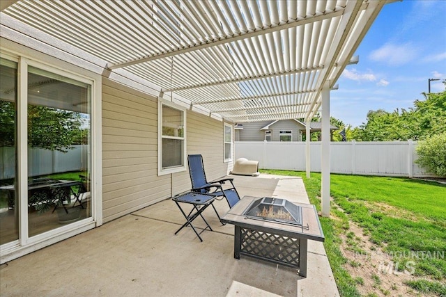 3524 Catalina Ave, Caldwell, ID 83605 - view of patio featuring a fire pit and a pergola