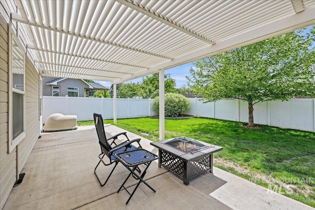 3524 Catalina Ave, Caldwell, ID 83605 - view of patio / terrace with a fire pit and a pergola