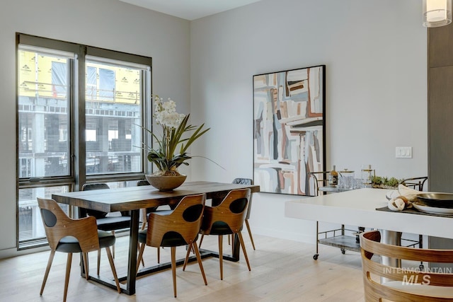 dining room with light wood-type flooring