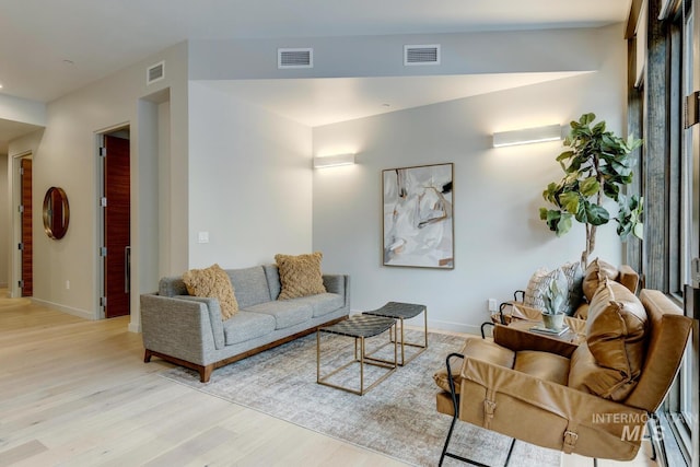 living room featuring light hardwood / wood-style floors