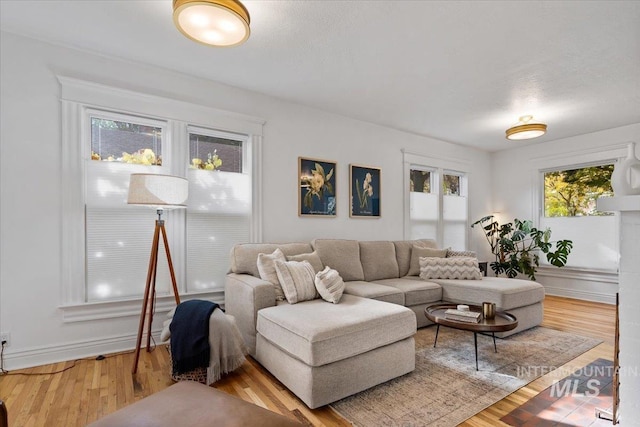 living area featuring light wood-type flooring
