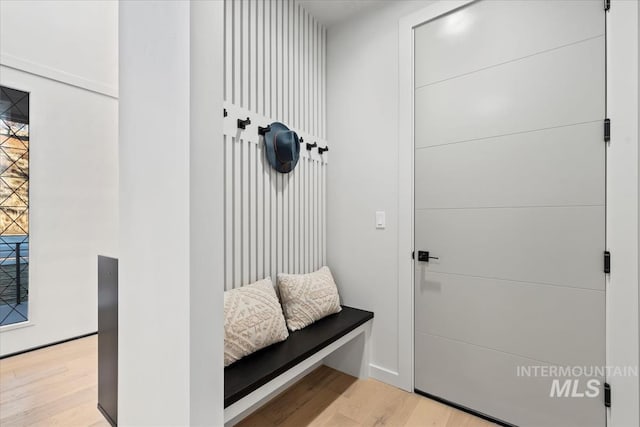 mudroom featuring light wood-style flooring