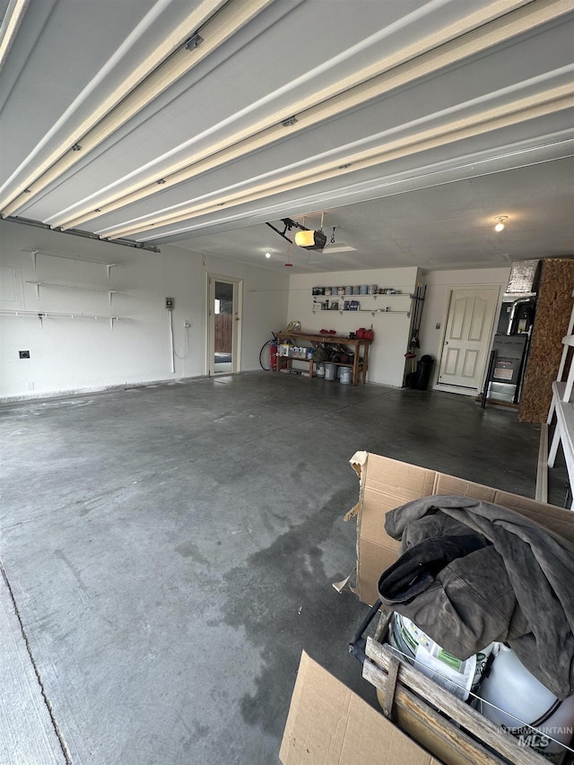 garage with a garage door opener