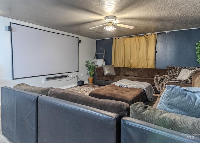150 N 18 E, Mountain Home, ID 83647 - home theater with a ceiling fan and a textured ceiling