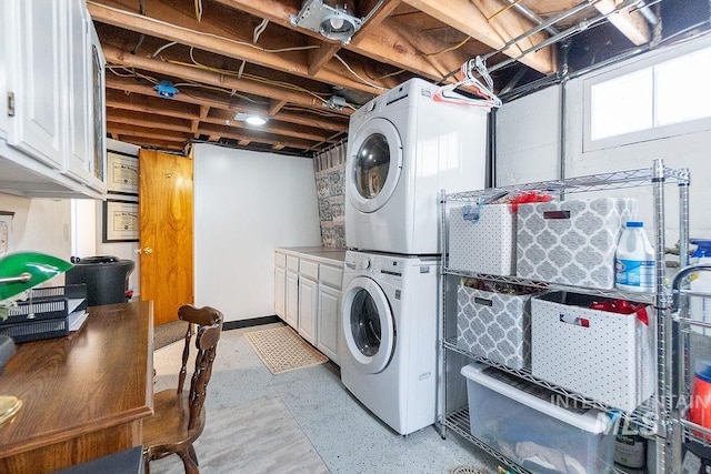 702 S Opal St, Boise, ID 83705 - laundry room with stacked washer and clothes dryer and cabinet space