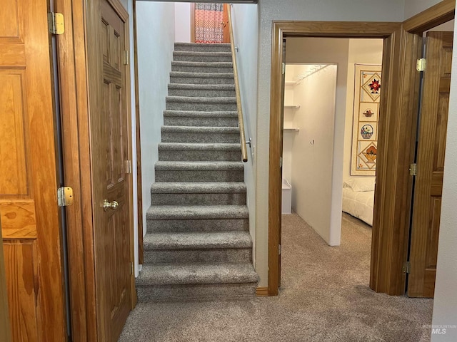 140 3rd St, Grand View, ID 83624 - stairway featuring carpet flooring