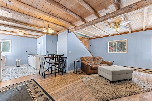 995 Cedar Crest Dr, Mccall, ID 83638 - living area featuring wooden ceiling, wood finished floors, and beam ceiling