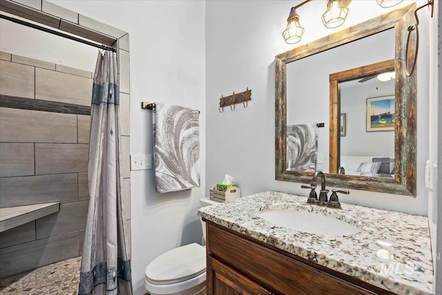 1010 N Hidden Pine Rd, Pine, ID 83647 - full bathroom with toilet, vanity, and a shower with shower curtain