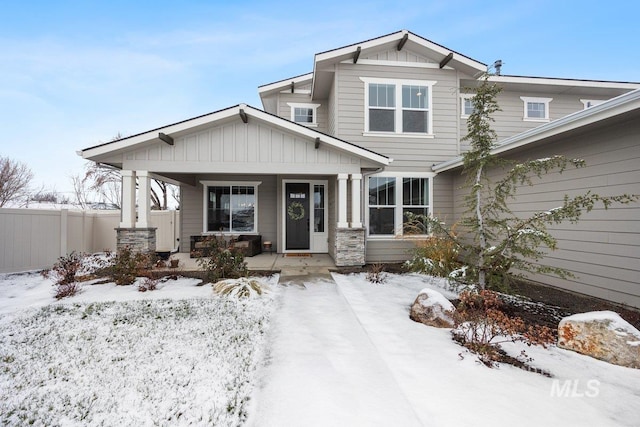 craftsman inspired home with covered porch