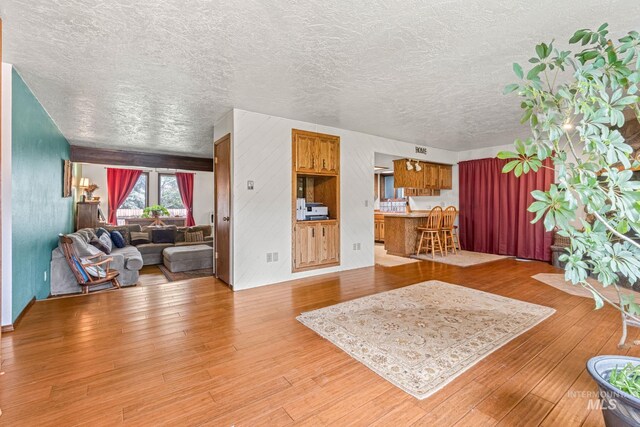 4 N 100 W, Fairfield, ID 83327 - living room featuring a textured ceiling and light wood-style flooring