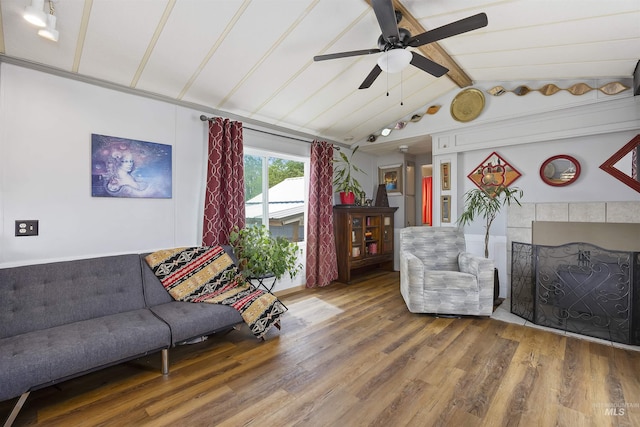104 Poverty Ln, West Magic, ID 83352 - living area featuring wood finished floors and a ceiling fan