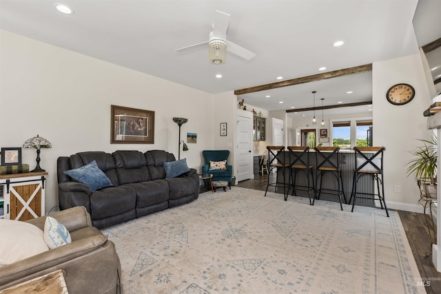894 Main St, Star, ID 83669 - living room with wood finished floors, a ceiling fan, and recessed lighting