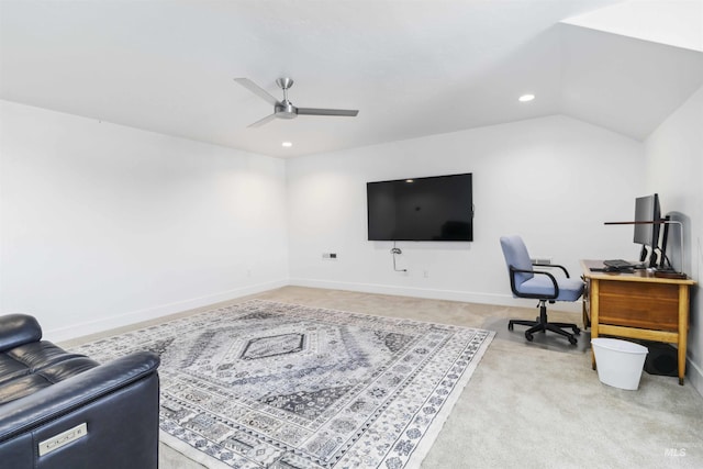5916 S Wayland Way, Meridian, ID 83642 - office with ceiling fan, recessed lighting, baseboards, and vaulted ceiling