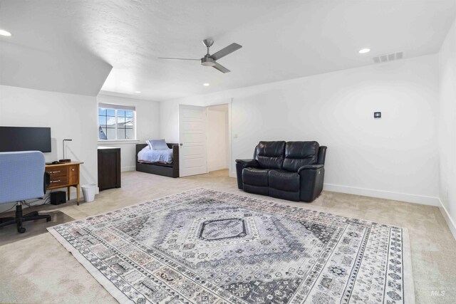 5916 S Wayland Way, Meridian, ID 83642 - office area with carpet flooring, ceiling fan, recessed lighting, and baseboards