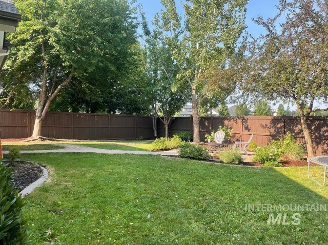 view of yard with a trampoline