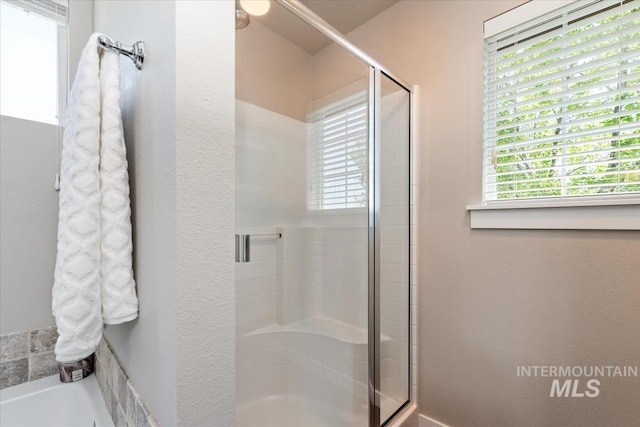 full bathroom featuring a shower stall