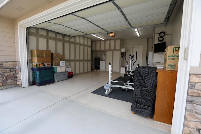 garage with a garage door opener