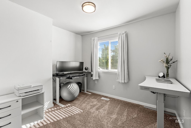 carpeted office with baseboards