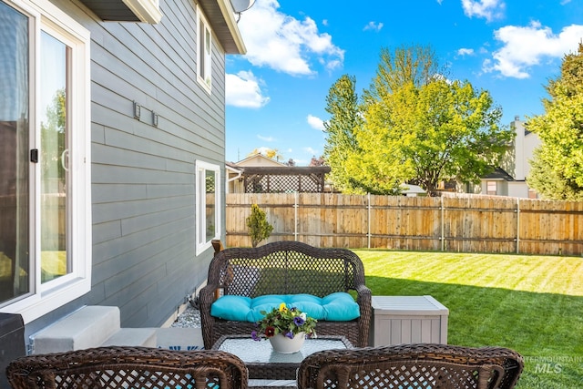 view of patio featuring an outdoor hangout area