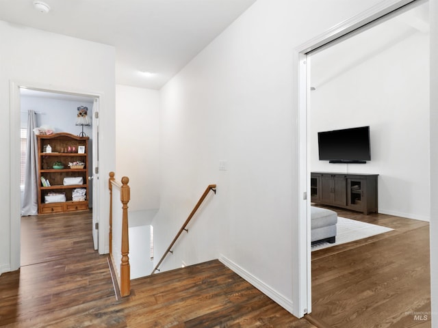695 W Riodosa, Meridian, ID 83642 - hallway featuring an upstairs landing, wood finished floors, and baseboards