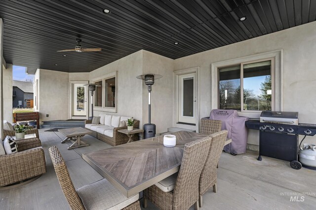 4049 Quail Ridge Dr, Kimberly, ID 83341 - view of patio / terrace with an outdoor living space, grilling area, and a ceiling fan