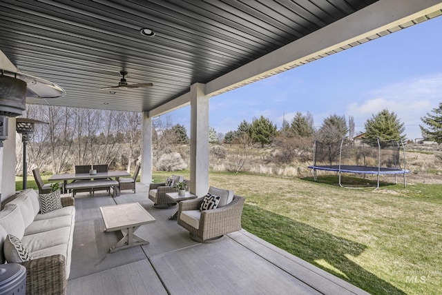 4049 Quail Ridge Dr, Kimberly, ID 83341 - view of patio featuring an outdoor living space, a trampoline, and ceiling fan