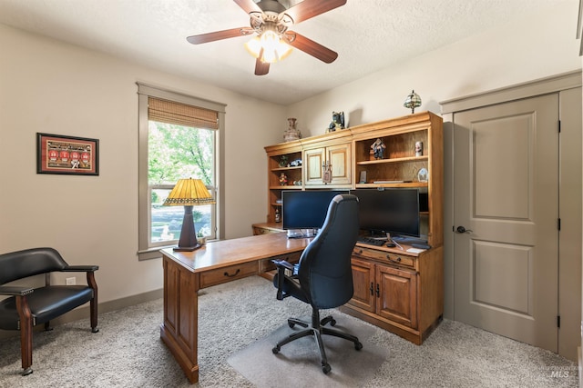 4763 S Skyridge Way, Boise, ID 83709 - office space featuring light colored carpet, ceiling fan, a textured ceiling, and baseboards