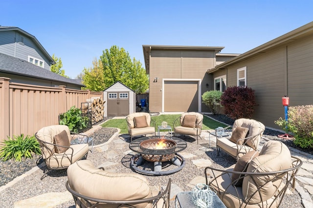 4763 S Skyridge Way, Boise, ID 83709 - view of patio featuring an outdoor living space with a fire pit