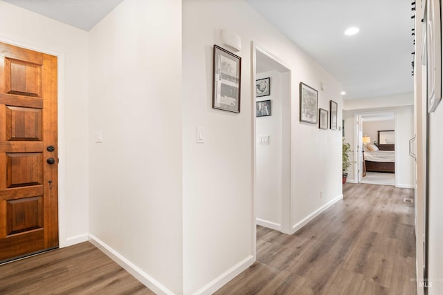 hall featuring wood-type flooring