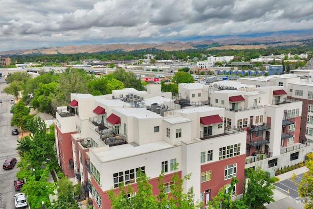 drone / aerial view with a mountain view