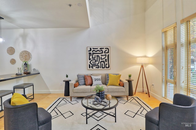 living room with light hardwood / wood-style floors