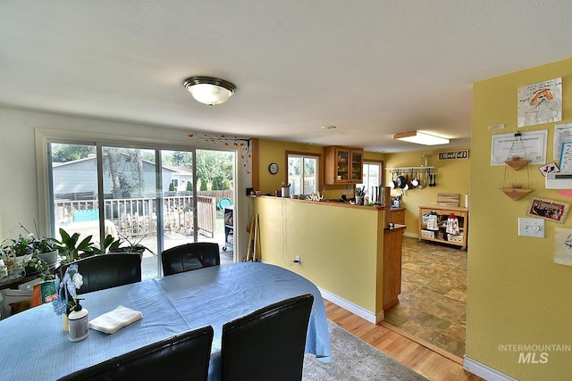 dining area with hardwood / wood-style flooring