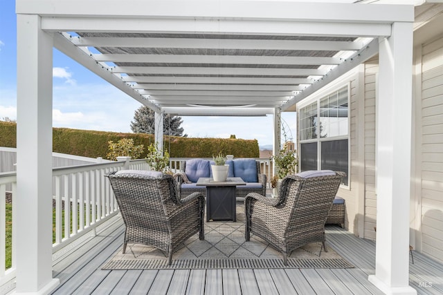 wooden deck featuring outdoor lounge area